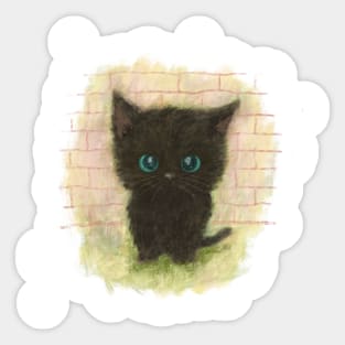 Black cat with blue eyes is sitting there Sticker